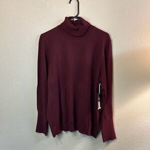 New Worthington Sweater Women’s Burgundy Long Sleeve Turtleneck Casual Preppy 1X